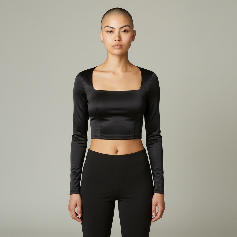 Zara Strappy Back Long Sleeve Crop Top